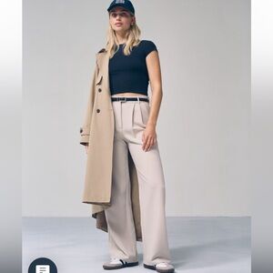 Abercrombie & Fitch Light Tan Wide-Leg Trousers